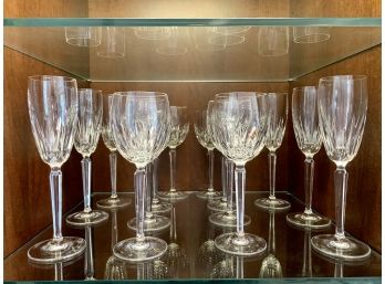 Waterford 'Wynnewood' Crystal Stemware - Six Champagne Flutes & Eight White Wine Glasses