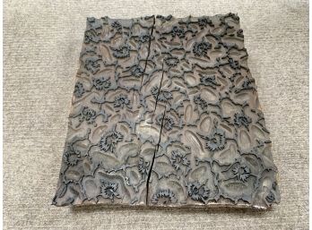 Large Antique Wood Block With Floral Pattern