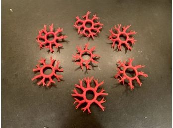 Set Of Seven Glass Coral Form Bobeches