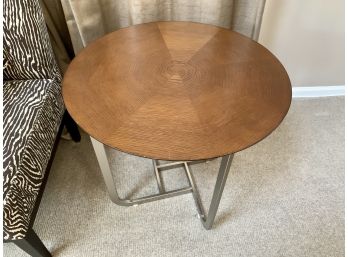 Metal & Wood Mid Century Design Round Side Table