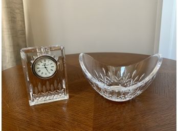 Waterford Cut Crystal Lismore Essence Bowl & Lismore Clock
