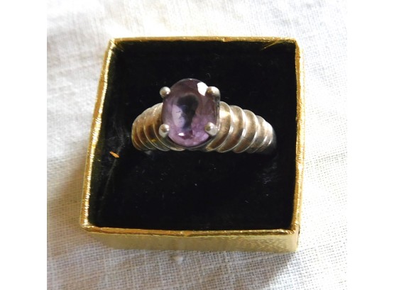 Pretty STERLING RIN With Pale Purple Stone