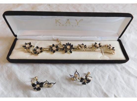 Vintage Necklace & Srcew Back Earrings Set From Kay Jewelers, Original Box