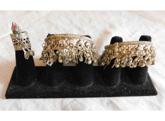 3 Piece IRAN Jewelry, Ring And Two Cuffs