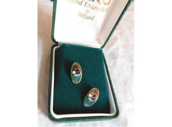 TARA Hand Enamelled In Ireland Clip Earings, Original Box