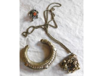 THREE Pieces Of Jewelry From IRAN, Ring, Necklace And Cuff