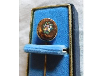 Gold Hat Pin With Micro Mosaic Head