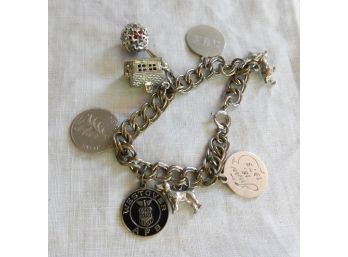 Sterling Silver Charm Bracelet With 7 Charms