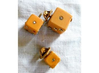 Unusual DICE Pin & Earrings Set