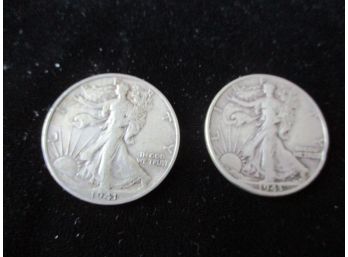 1941 S & 1943 P U.S Walking Liberty Silver Half Dollars