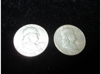 2 1956 U.S. Ben Franklin Half Dollars