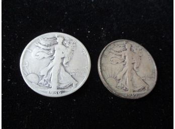 1936 D & 1939 S U.S Walking Liberty Silver Half Dollars