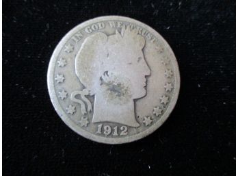 1912 P U.s. Barber Silver Half Dollar