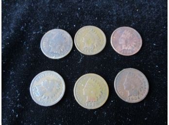 6 U.S. Indian Head Pennies