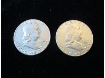 2 1963 U.S. Ben Franklin Half Dollars