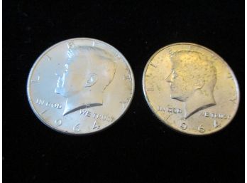 2 1964 U.S. Kennedy Half Dollars