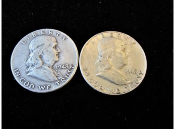 1943, 1948 U.S. Ben Franklin Half Dollars