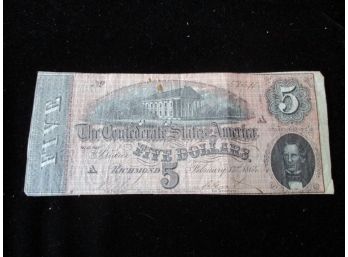 Feb. 17th, 1864, Confederate States Of America, $5 Bill