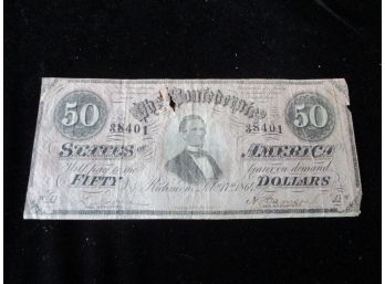Feb. 17th, 1864, Confederate States Of America, $50 Bill