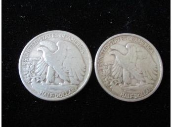1945 S & 1945 P U.S Walking Liberty Silver Half Dollars