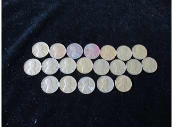 20 U.S. Wheat Lincoln Penny Coins, 1930's -1950's