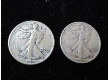 1942 S & 1943 P U.S Walking Liberty Silver Half Dollars