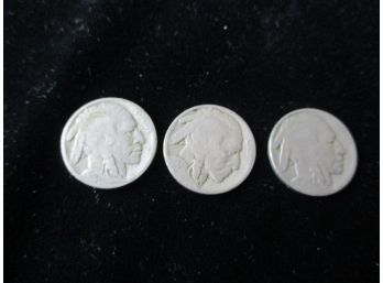 3 1926 U.S. Indian HeadBuffalo Nickels