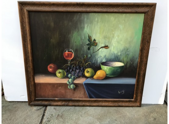 Original  Oil On Canvas Painting Still Life  Signed Wells