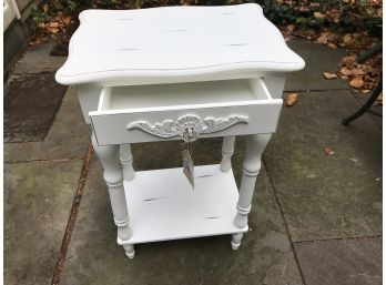 Brand New Accent Plus Distressed White Night   End Table New