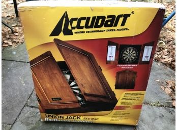 Accudart Union Jack Solid Wood Dartboard Cabinet NEW IN BOX