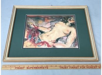 Original Vintage Watercolor Of Nude Woman