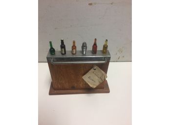 Art Deco Wood And Chrome Toy  Liquor Bar With Bottles  That Hold Olives See Photos
