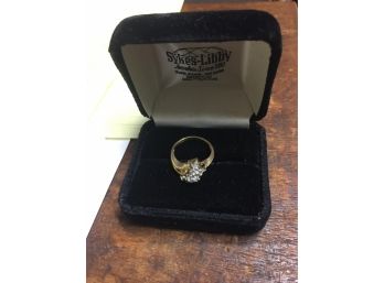 Antique 14k Yellow Gold Diamond Wedding  Ring  With Approx 16 Small Cut Diamonds  Size 4