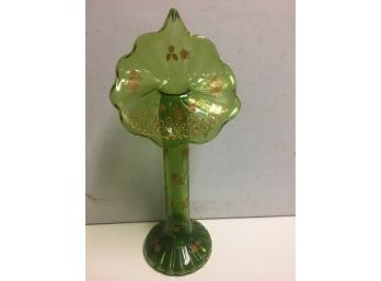 16 Inch Jack In The Pulpit Art Glass Vase . Unsigned  Maker Unknown