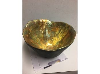 Metal And Clay Bowl By Maui Hawaii Sculptor Kay Lynn Sattler