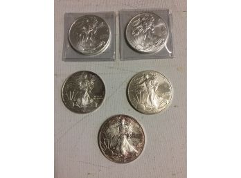 5 American Eagle Silver Dollars