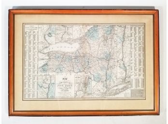 A Vintage Framed Map Of New York
