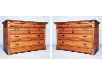 A Rare Pair Of Late 19th Century Oak Chests Of Drawers