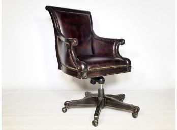 A Cordovan Leather And Nailhead Trim Executive Chair
