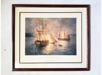 A Signed And Numbered 'Fireships On The Hudson River' Print By Geoff Hunt