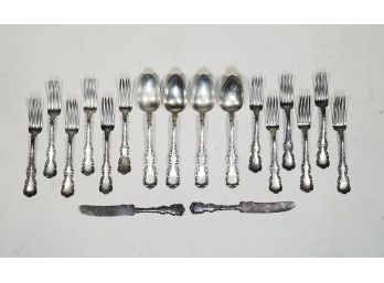 An Antique Sterling Silver Flatware Partial Service Signed D. Rosenberg 1891- Over 1.5 LBS Of Sterling Silver!