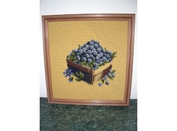 Framed Needlepoint - Blueberries