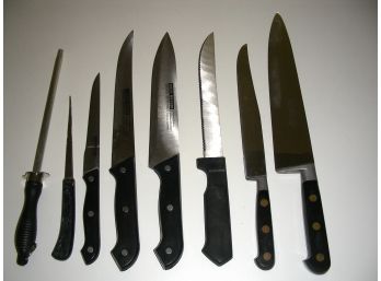 Assorted Knives And Sharpener