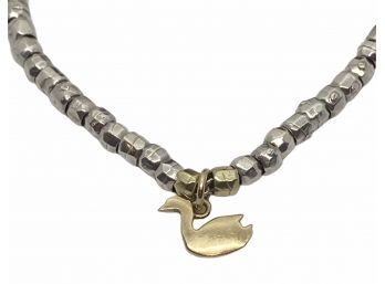 Beaded Sterling Bracelet With 18K Gold Charm From Dodo