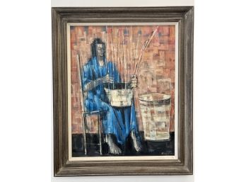 Lg. Oil On Canvas Modernist Painting  'Basket Weaver' By  Savo Radulovic (1911-1991) 30' X 37'