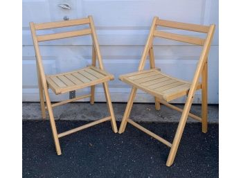 Vintage Mid-Century Wooden Slat Folding Chairs