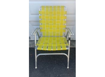 Vintage Aluminum Folding Web Chair, Yellow
