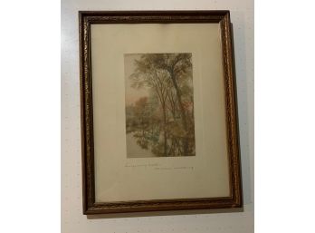 Antique Framed LINGERING WATERS Hand Colored By Wallace Nutting