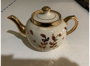 Vintage  Sudlows Burslem White And Gold Teapot England