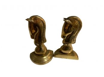 Pair Of Brass Knight Horse Bookends